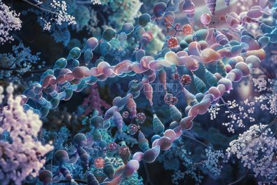 Abstrakte DNA-Helix in opaleszierendem Licht